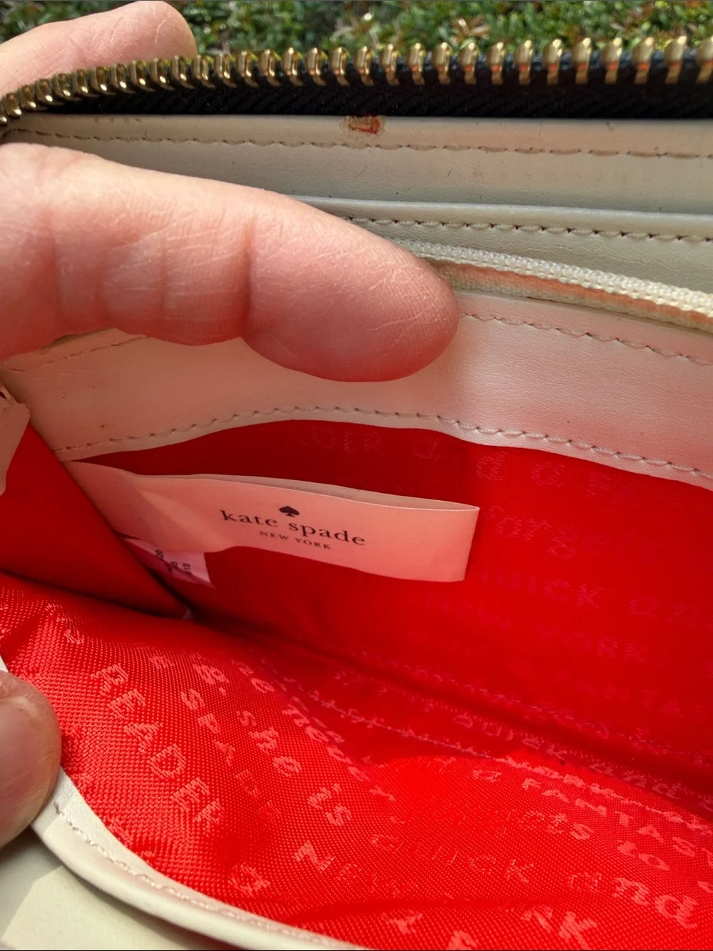 kate spade Navy Polka Dot Zip Wallet with Red, Blue & White Circles
